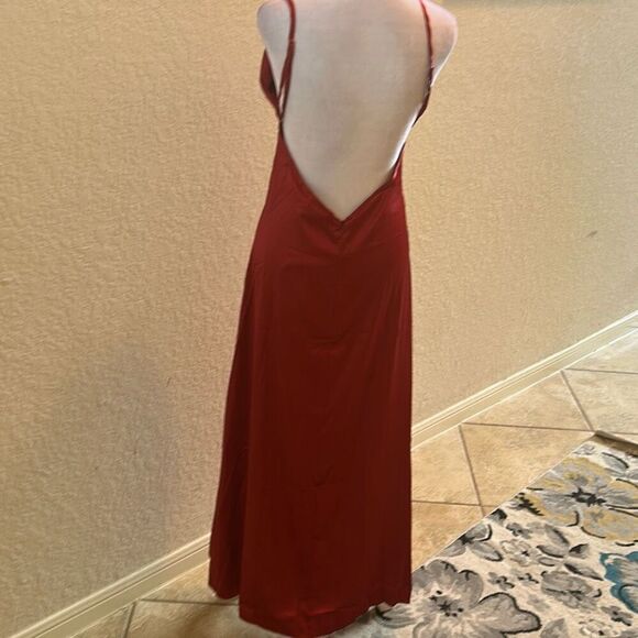 Million Colors Size M Open Back Cowl Neck Slip Dress Red Satin Formal Evening - Picture 7 of 10